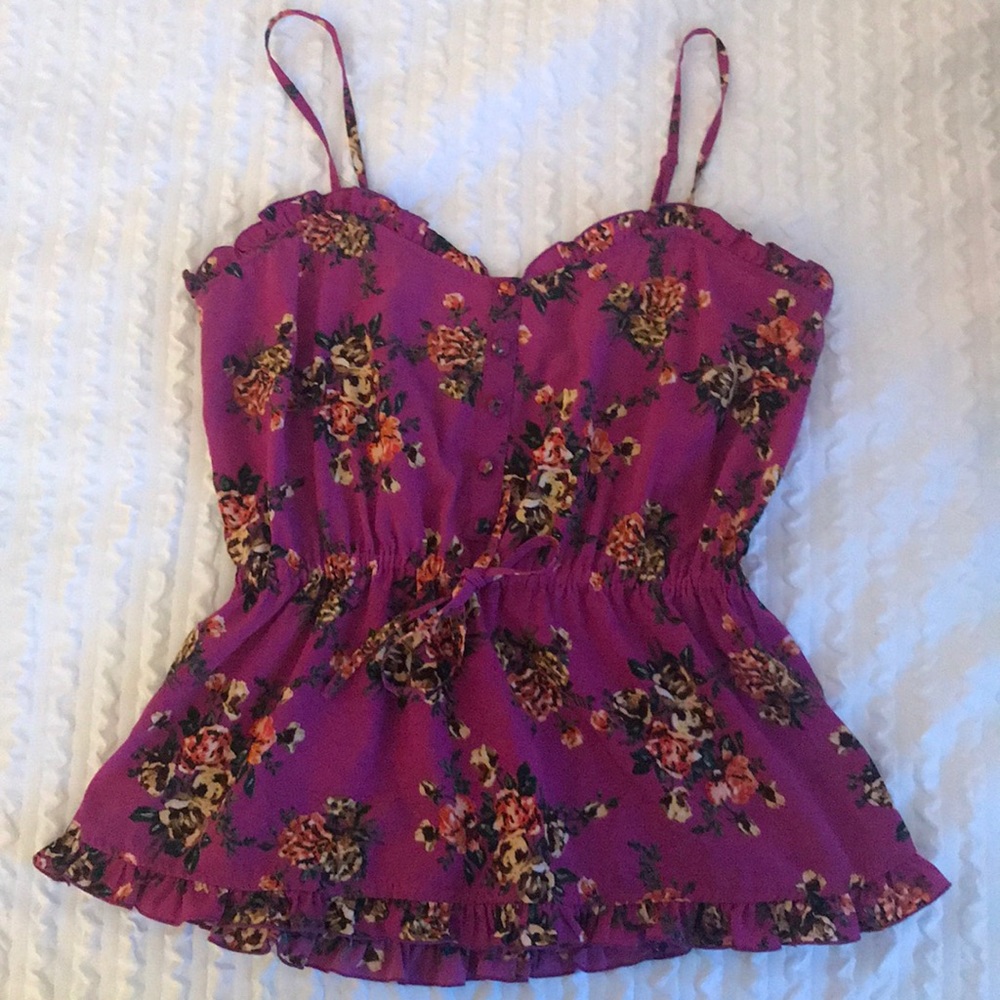 Flowery Ruffle Tank